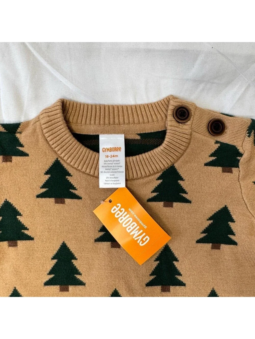 Gymboree Sweater Baby 18-24M Tan Green Christmas Tree Holiday NWT